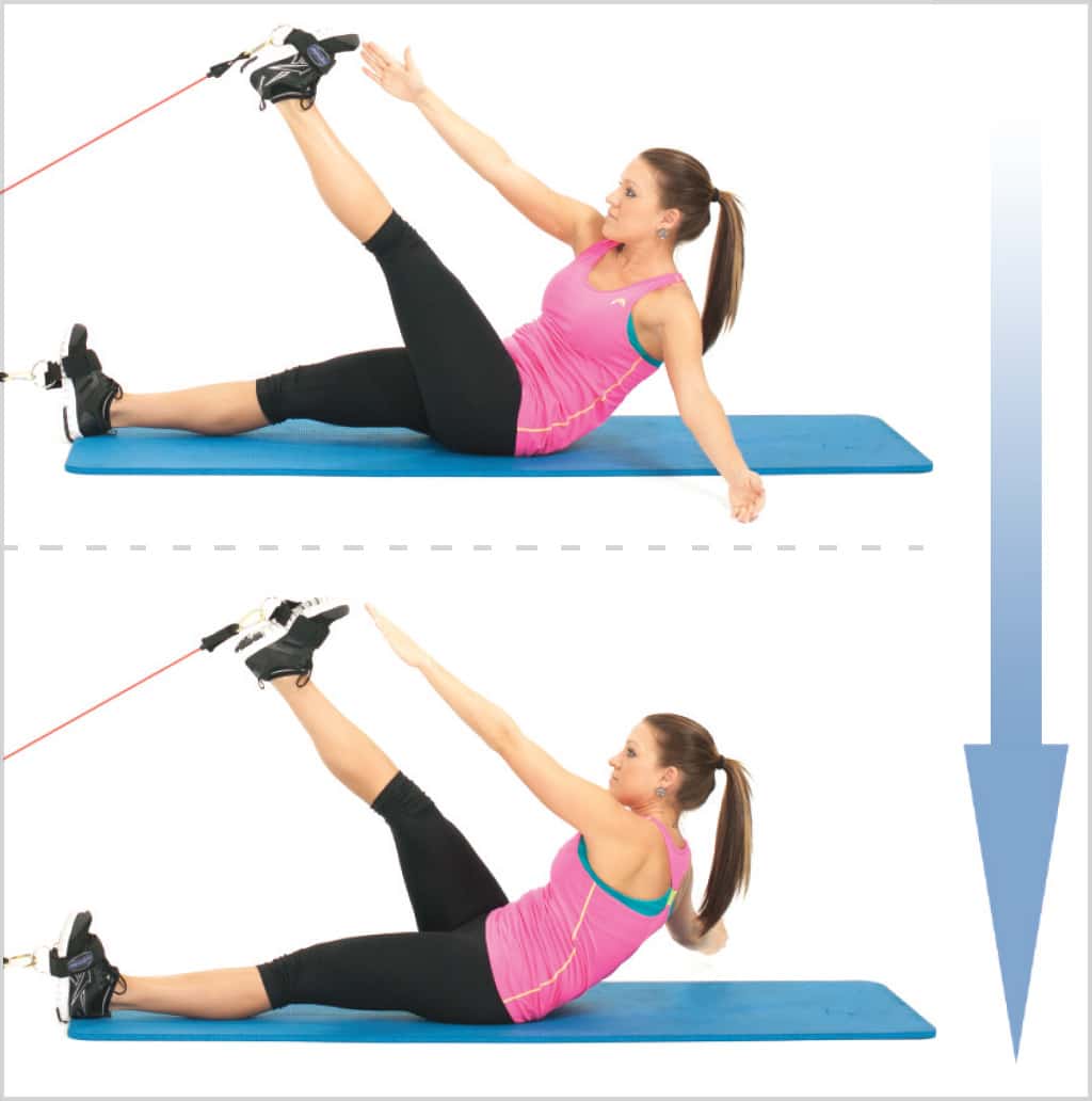 Relevés alternés pour les abdos avec bande élastique